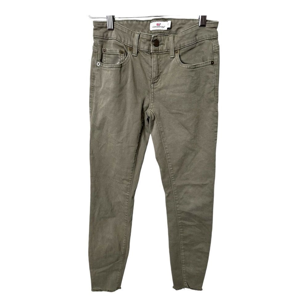 Vineyard Vines Jeans Light Olive Army Green Stretch Denim Skinny Jeans size 0